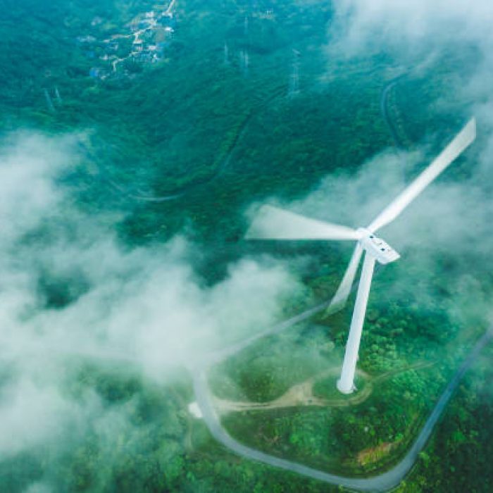 Wind power station on the mountain